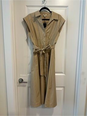 Du Paradis NWT Khaki Shirt Dress w Tie Belt